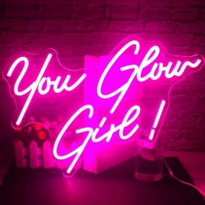 New LED You Glow Girl Pink Neon Wall Sign New
